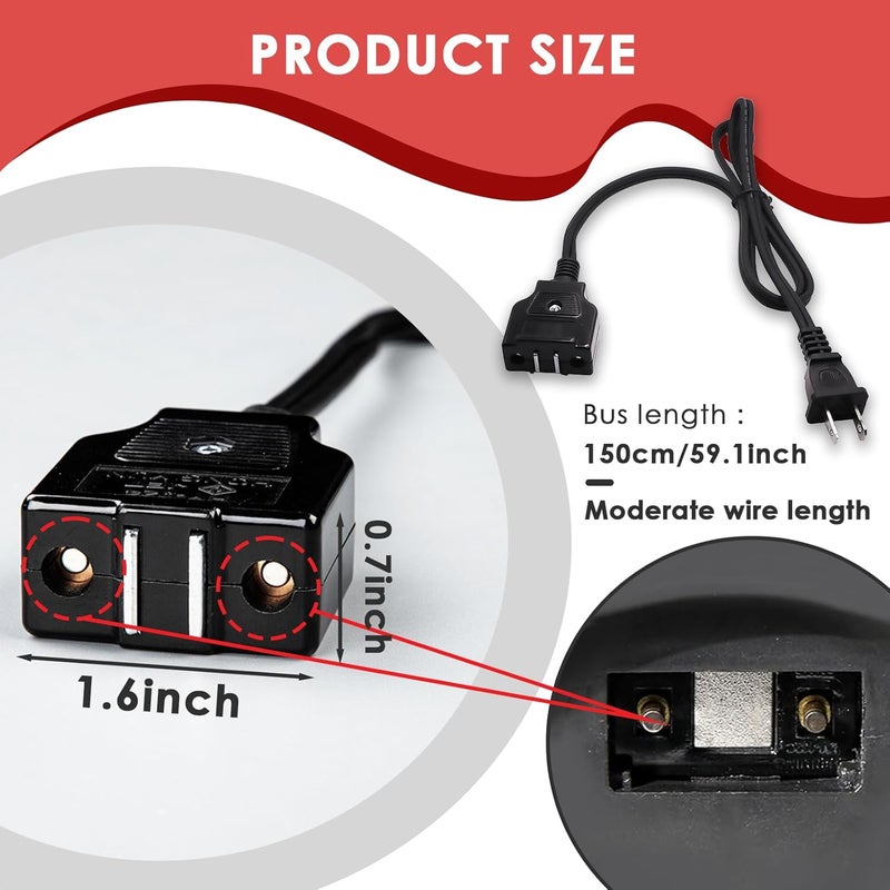FixlyFido 028372 Deep Fryer Breakaway Power Cord for Waring DF175 DF250 DF280 Deep Fryer Cord Replacement - Deep Fryer Cord - Deep Fryer Parts & Accessories - Interface Size:1.6 * 0.7 Inch, Bus Length: 59 Inch - Image 3